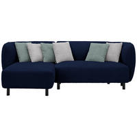 ECKSOFA in Chenille Blau  - Blau/Beige, Design, Holz/Textil (148/236cm) - Lomoco