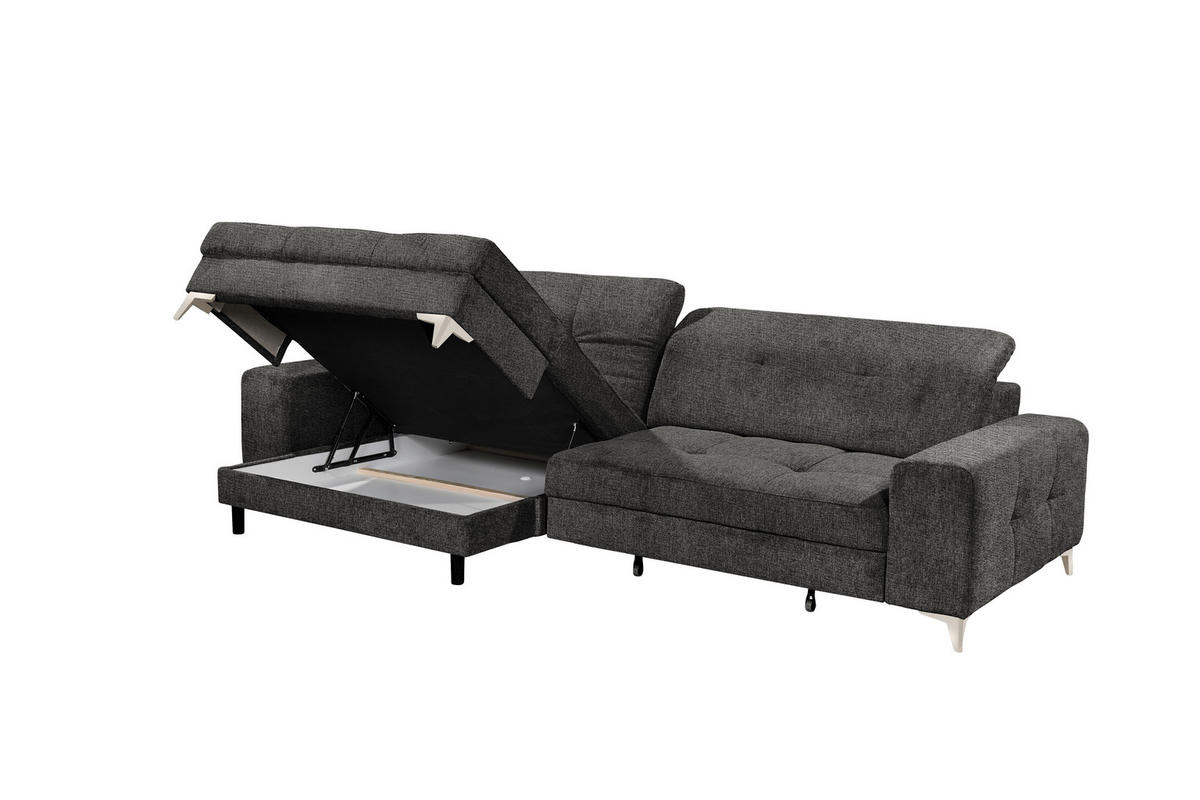 ECKSOFA SORELLA Graphitfarben Chenille Kopfteilverstellung, Sitztiefenverstellung  - Kaschmir/Graphitfarben, Design, Kunststoff/Textil (182/328cm) - MID.YOU
