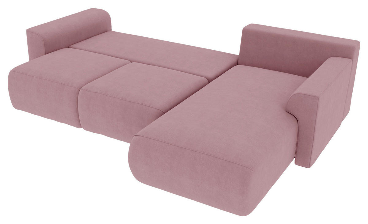 ECKSOFA Rosa Velours  - Chromfarben/Rosa, KONVENTIONELL, Kunststoff/Textil (293/195cm) - Carryhome
