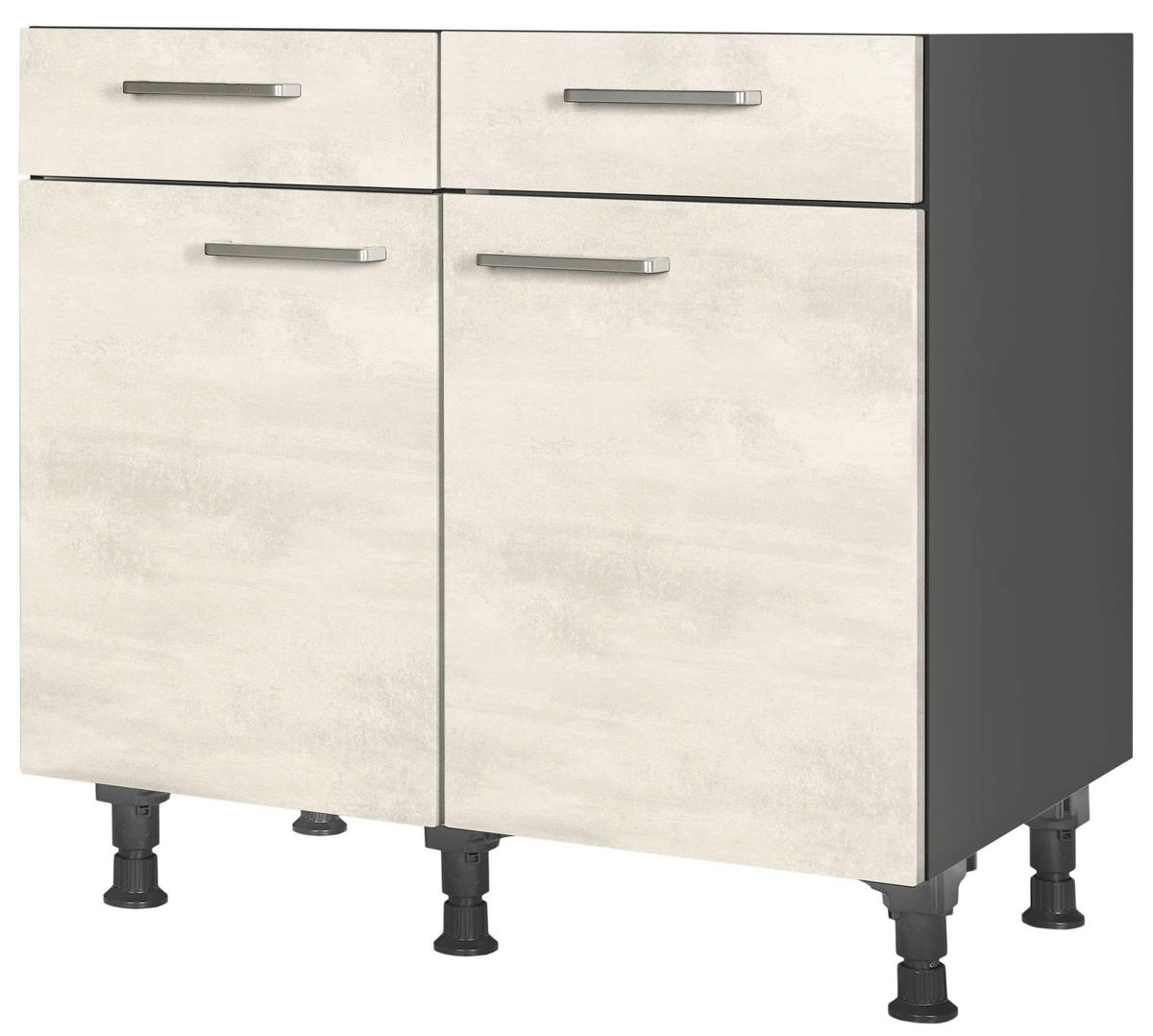 SCHUBKASTENUNTERSCHRANK 90/87/56 cm  in Weiß  - Schieferfarben/Edelstahlfarben, MODERN, Holzwerkstoff/Metall (90/87/56cm) - Nobilia