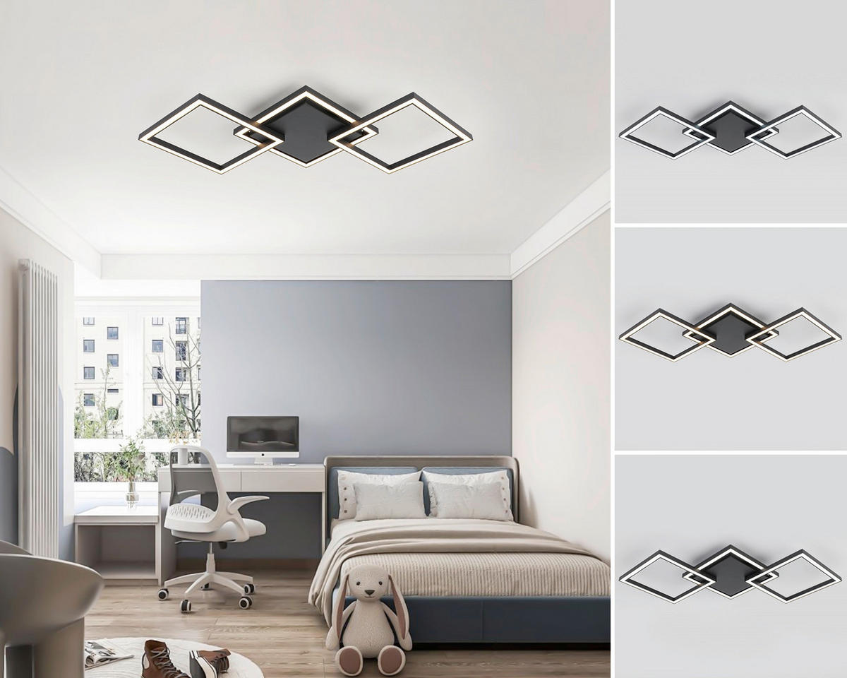 LED PLAFONJERA  - bela/crna, Trendi, metal/plastika (63/27,5/4,7cm) - Novel