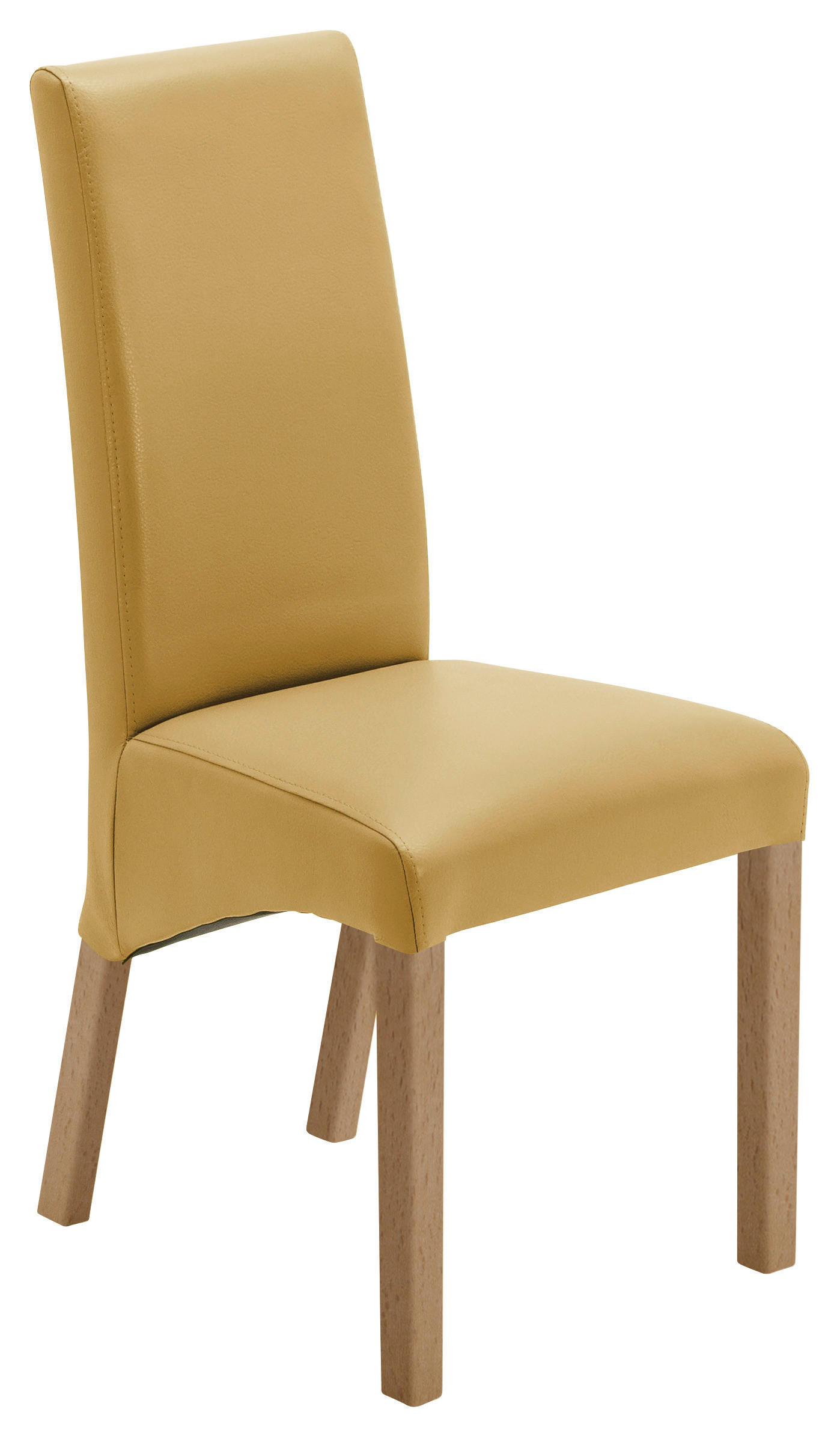 STUHL  Beinauswahl, Stoffauswahl Lederlook  Buchefarben, Currygelb  - Currygelb/Buchefarben, Konventionell, Holz/Textil (47/102/57cm) - Carryhome