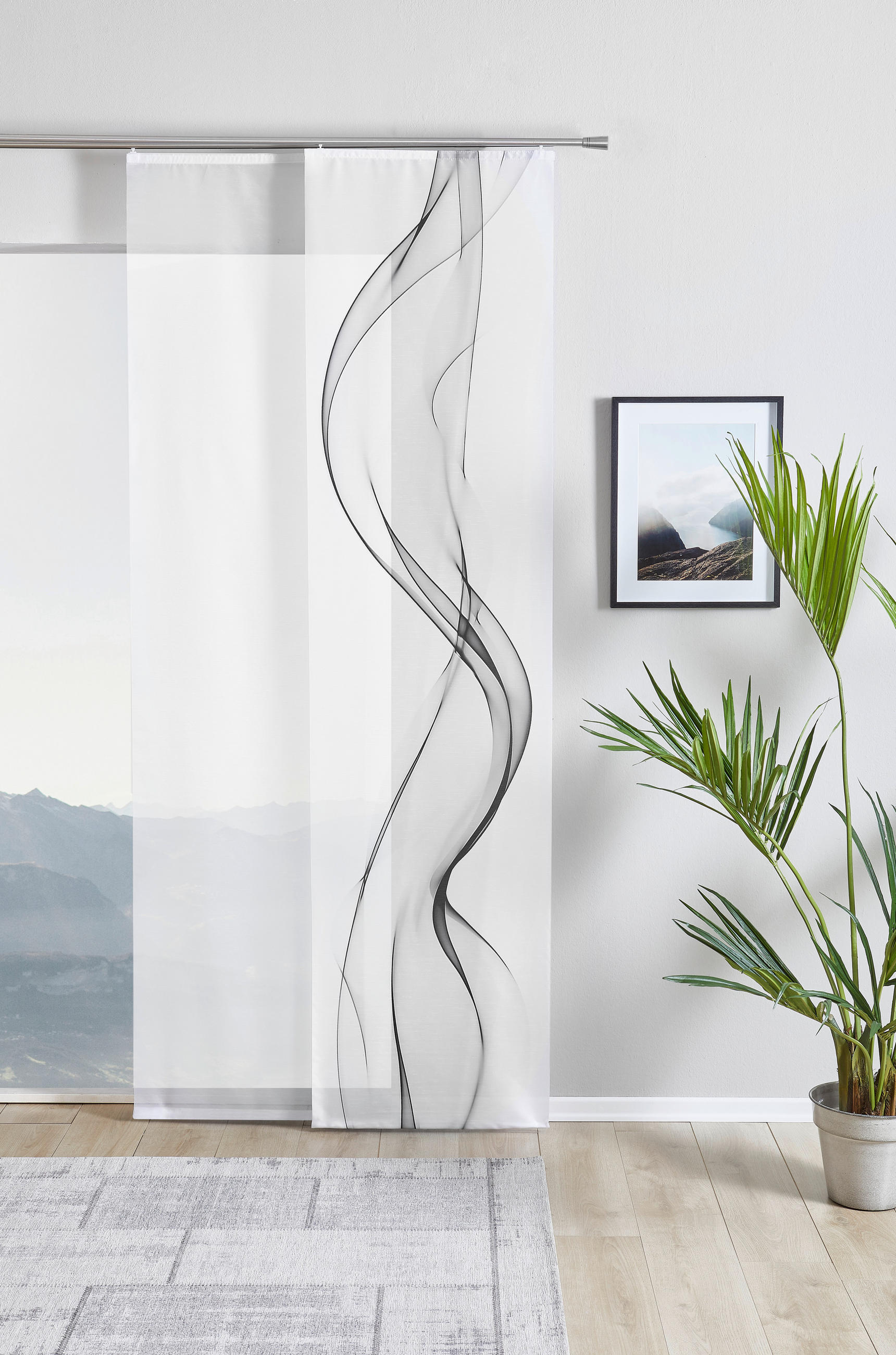 FLÄCHENVORHANG   halbtransparent   60/245 cm  - Weiß/Grau, Design, Textil (60/245cm) - Novel