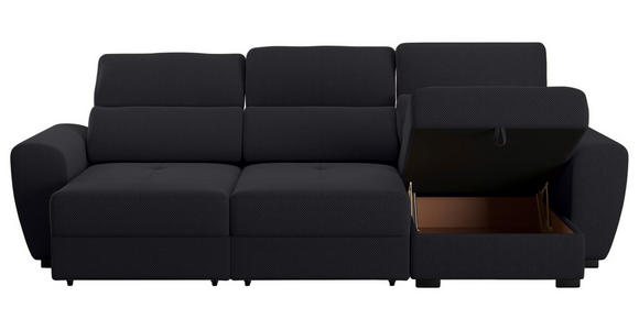 ECKSOFA in Velours Anthrazit  - Anthrazit/Schwarz, KONVENTIONELL, Kunststoff/Textil (285/177cm) - Carryhome