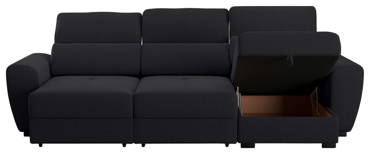ECKSOFA in Velours Anthrazit  - Anthrazit/Schwarz, Konventionell, Kunststoff/Textil (285/177cm) - MID.YOU