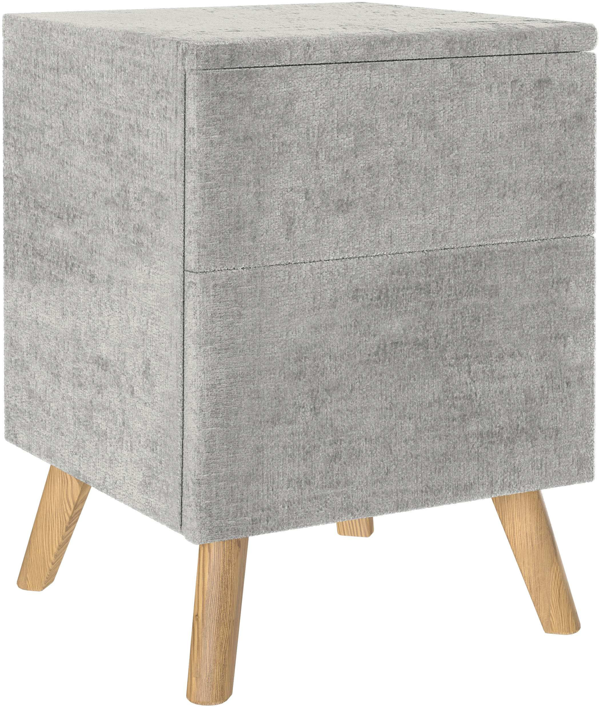 NACHTSCHRANK 40/60/40 cm Eiche vollmassiv  - Eichefarben/Hellgrau, Design, Holz/Textil (40/60/40cm) - Esposa