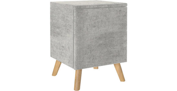 NACHTSCHRANK 40/60/40 cm Eiche vollmassiv  - Eichefarben/Hellgrau, Design, Holz/Textil (40/60/40cm) - Esposa