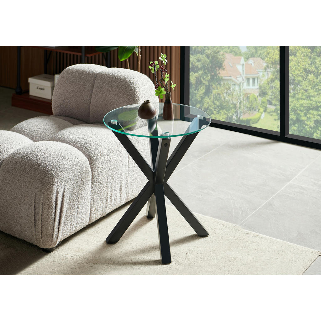 Thumbnail - Livetastic Couchtisch, Klar, Schwarz, Metall, Glas, rund, eckig, 55x50x50 cm, Wohnzimmer, Wohnzimmertische, Couchtische