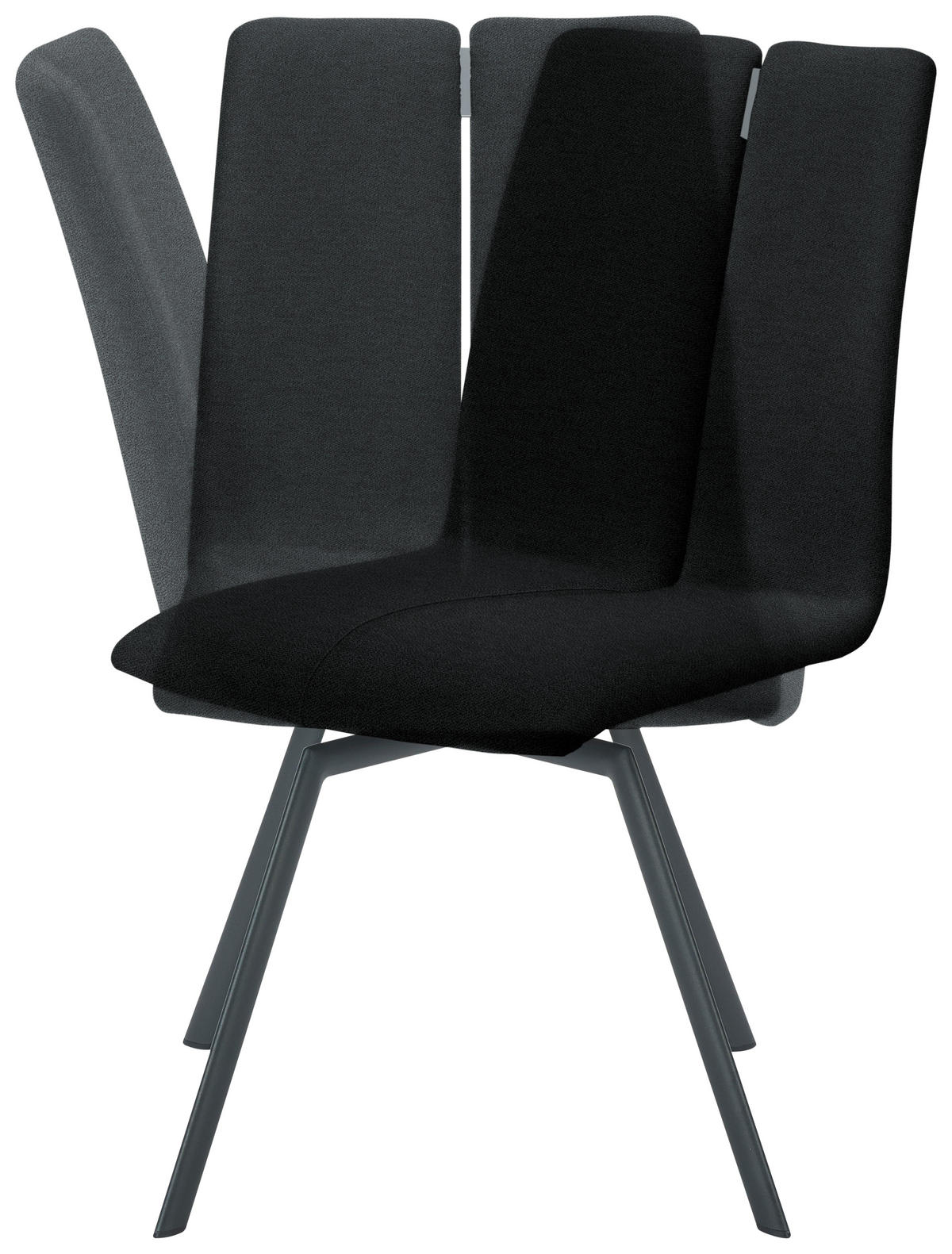 STUHL  Lederauswahl, Stoffauswahl, Typenauswahl Struktur  - Anthrazit/Dunkelblau, Design, Textil/Metall (50/92/64cm) - Venjakob