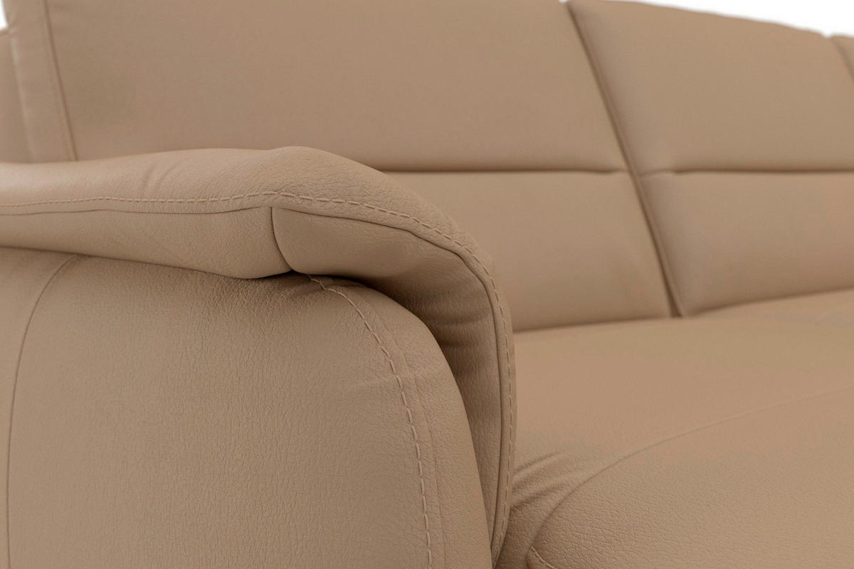 WOHNLANDSCHAFT PALMERA E Cappuccino Echtleder  - Eichefarben/Cappuccino, Basics, Leder/Holz (163/308/212cm) - Sit & More
