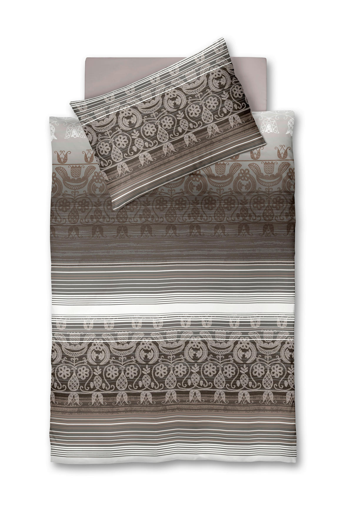 POSTEĽNÁ BIELIZEŇ, flanel, biela, cappuccino, mokka, 140/200 cm - biela/cappuccino, Basics, textil (140/200cm)