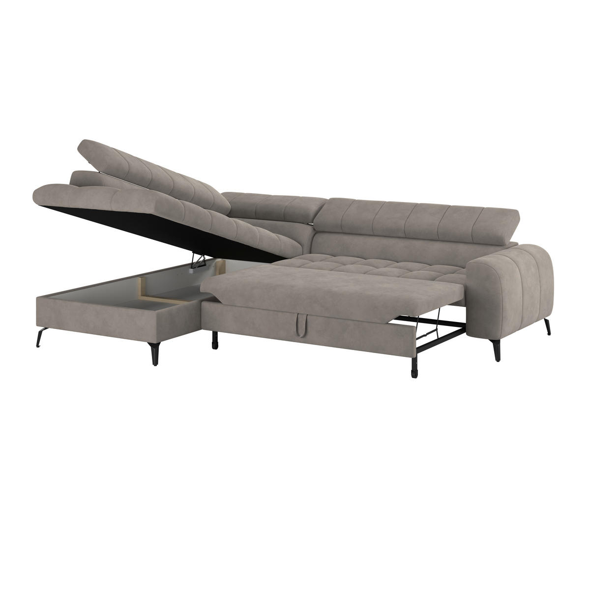 ECKSOFA in Grau  - Schwarz/Grau, Trend, Kunststoff/Textil (203/261cm) - Livetastic