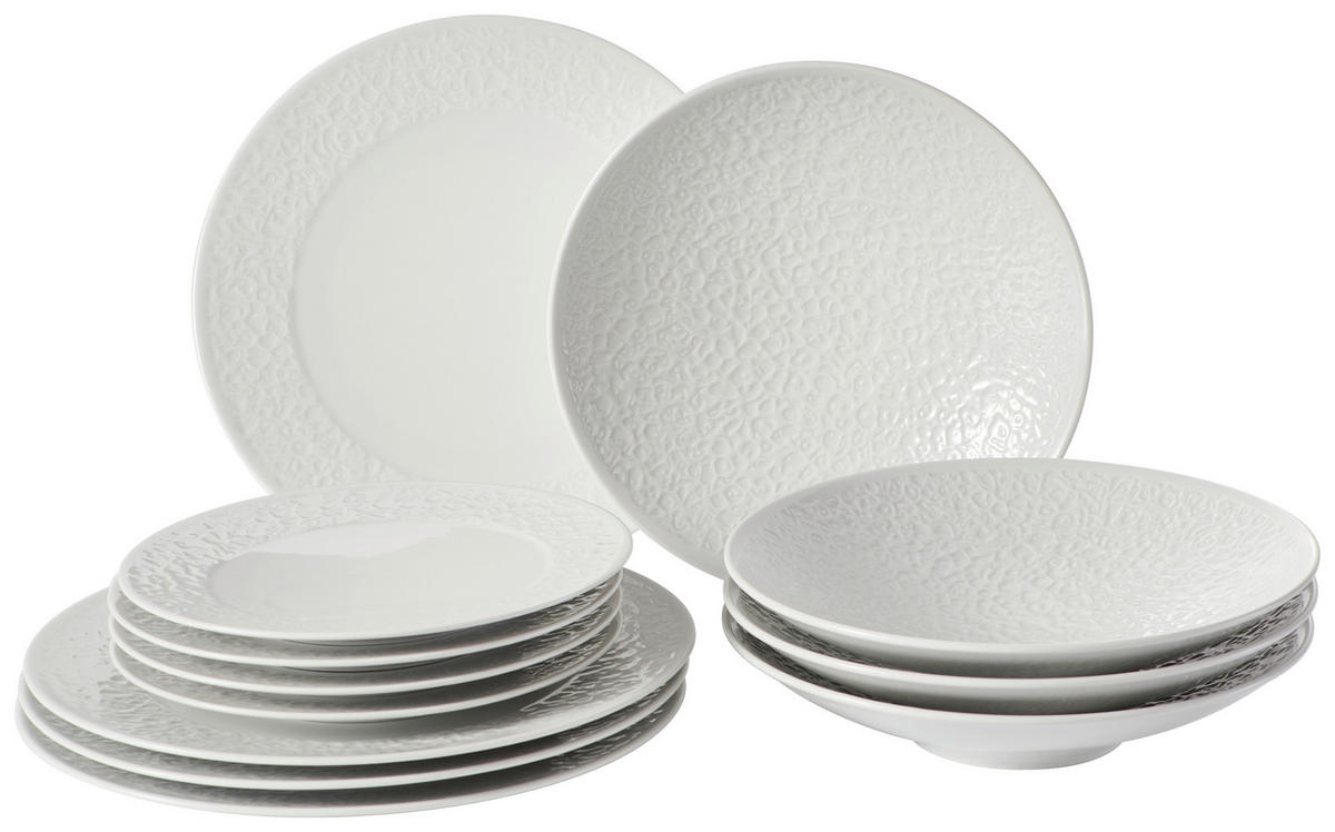 TAFELSERVICE Weiß Nori Home 12-teilig  - Weiß, Basics, Keramik - Seltmann Weiden
