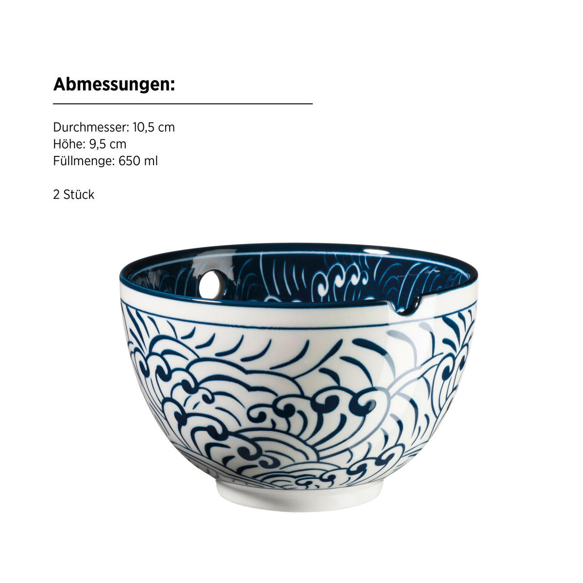 SCHÜSSELSET Jurka 8-teilig  - Blau/Weiß, Trend, Holz/Keramik - Mäser