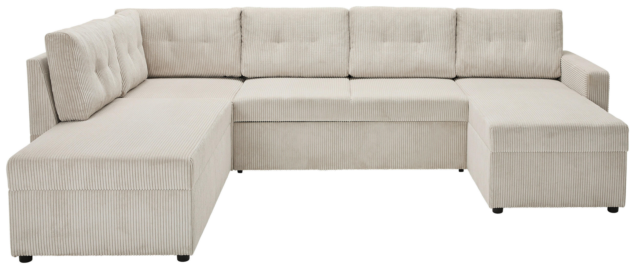 WOHNLANDSCHAFT Naturfarben Cord  - Schwarz/Naturfarben, KONVENTIONELL, Kunststoff/Textil (212/155/293cm) - Ti'me