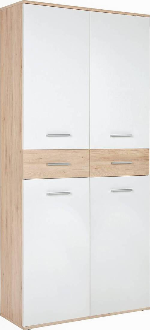 SCHUHSCHRANK 90/195/35 cm  - Weiss/Eichefarben, Design, Holzwerkstoff/Kunststoff (90/195/35cm) - Xora