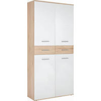 OMARA ZA ČEVLJE bela, barve hrasta - srebrne barve/črna, Design, umetna masa/leseni material (90/195/35cm) - Xora