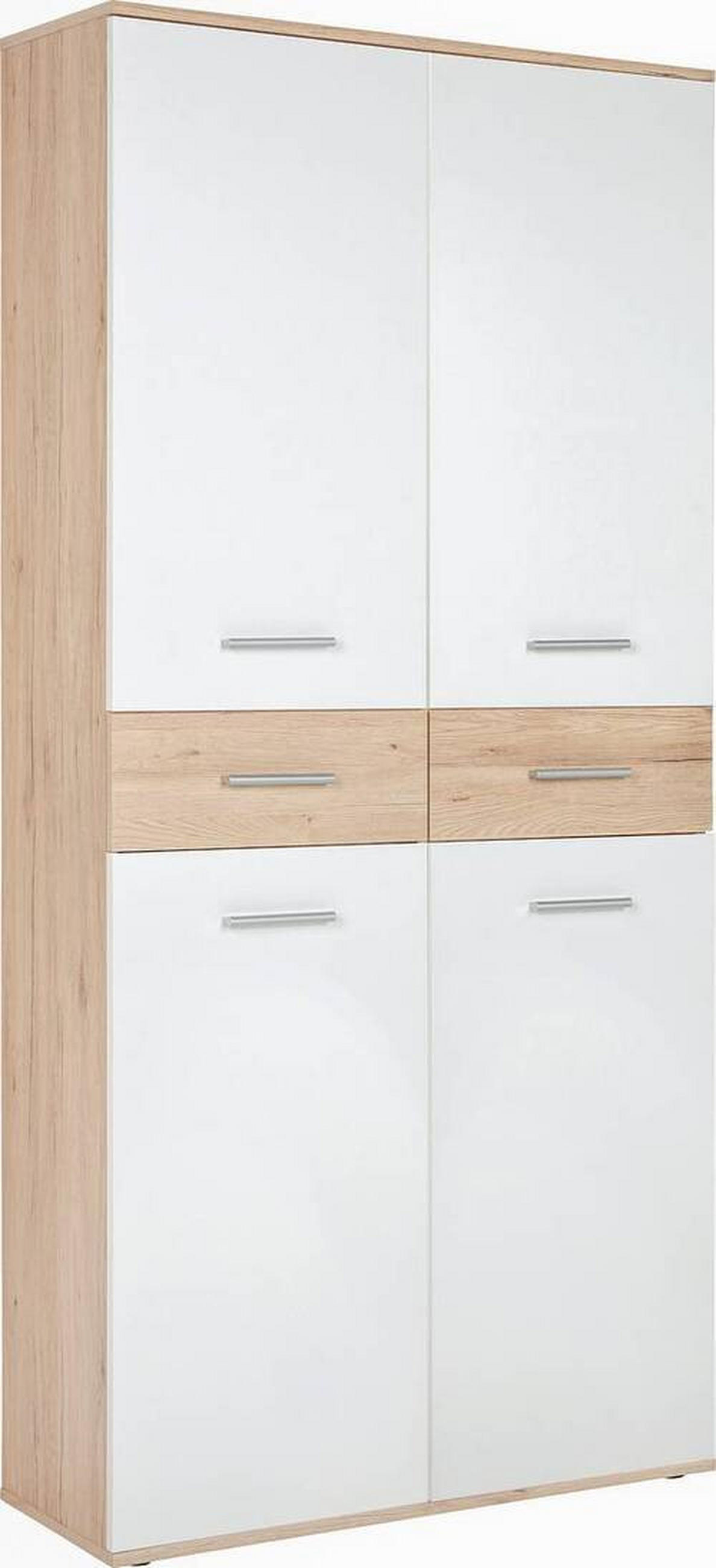 OMARA ZA ČEVLJE bela, barve hrasta - srebrne barve/črna, Design, umetna masa/leseni material (90/195/35cm) - Xora