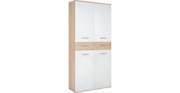 SCHUHSCHRANK 90/195/35 cm - Eichefarben/Silberfarben, Design, Holzwerkstoff/Kunststoff (90/195/35cm) - Xora