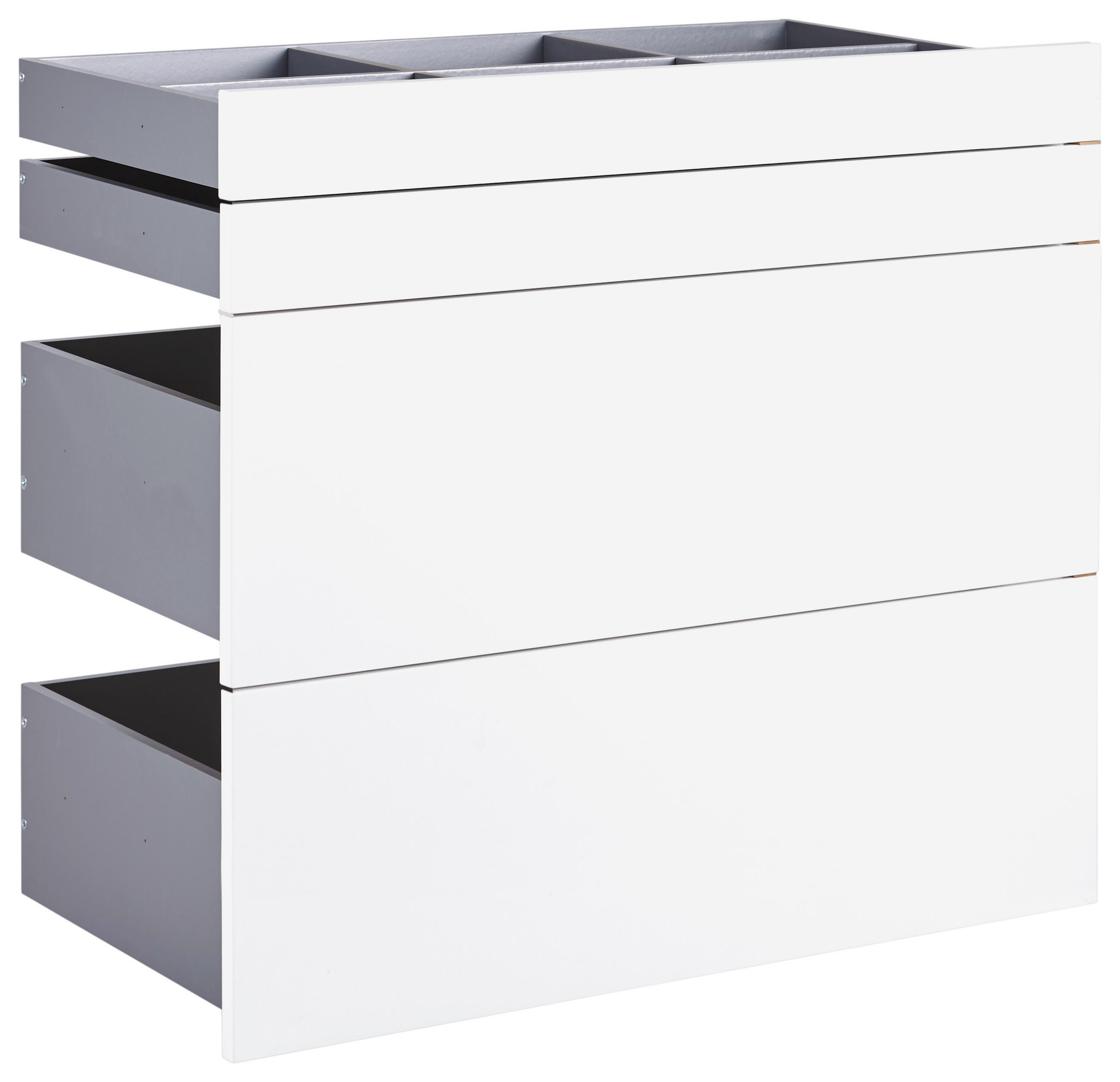 Hom`in SADA ZÁSUVEK, vysoce lesklá bílá, 90,9/82/46,8 cm