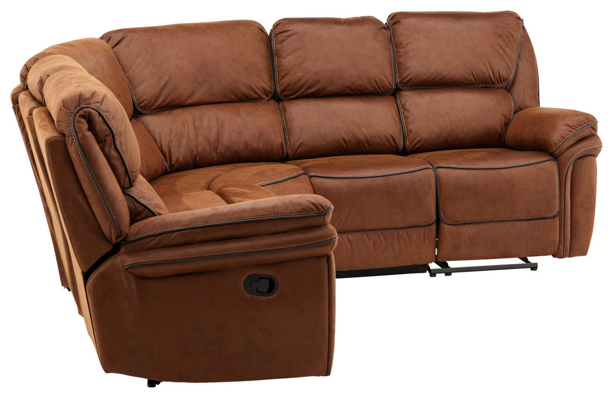 ECKSOFA Braun, Schwarz Lederlook (vegan)  - Schwarz/Braun, Design, Textil (169/169cm) - Livetastic