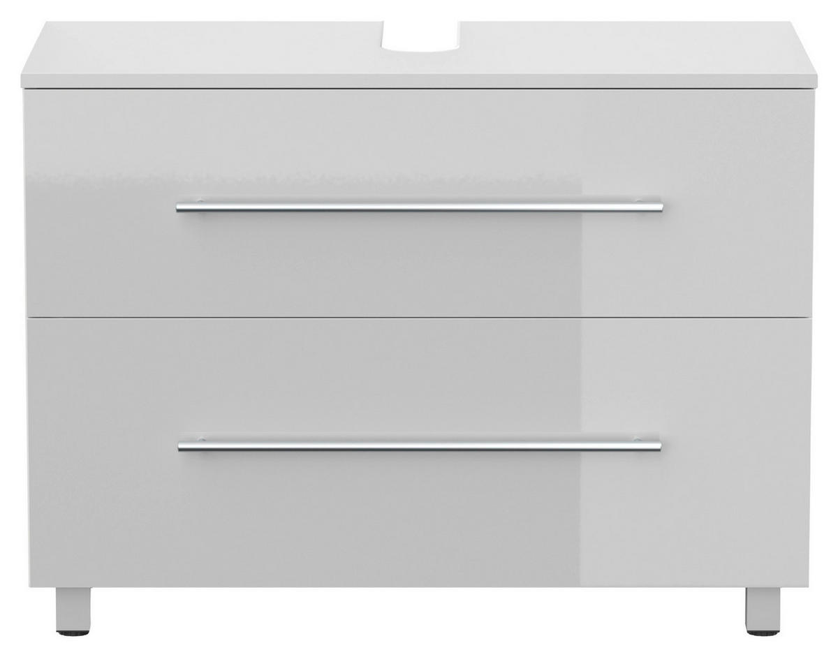WASCHBECKENUNTERSCHRANK 85/63/41,6 cm  - Weiß Hochglanz/Silberfarben, MODERN, Holzwerkstoff/Metall (85/63/41,6cm) - MID.YOU