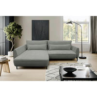 ECKSOFA in Bouclé Grau  - Creme/Schwarz, Design, Textil/Metall (204/273cm) - MID.YOU