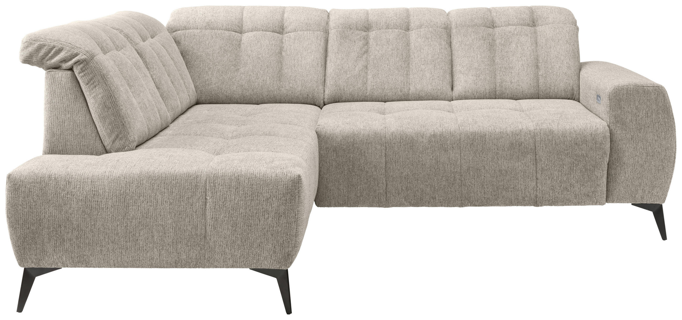 ECKSOFA in Chenille Beige  - Beige/Schwarz, Modern, Textil/Metall (200/261cm) - Livetastic