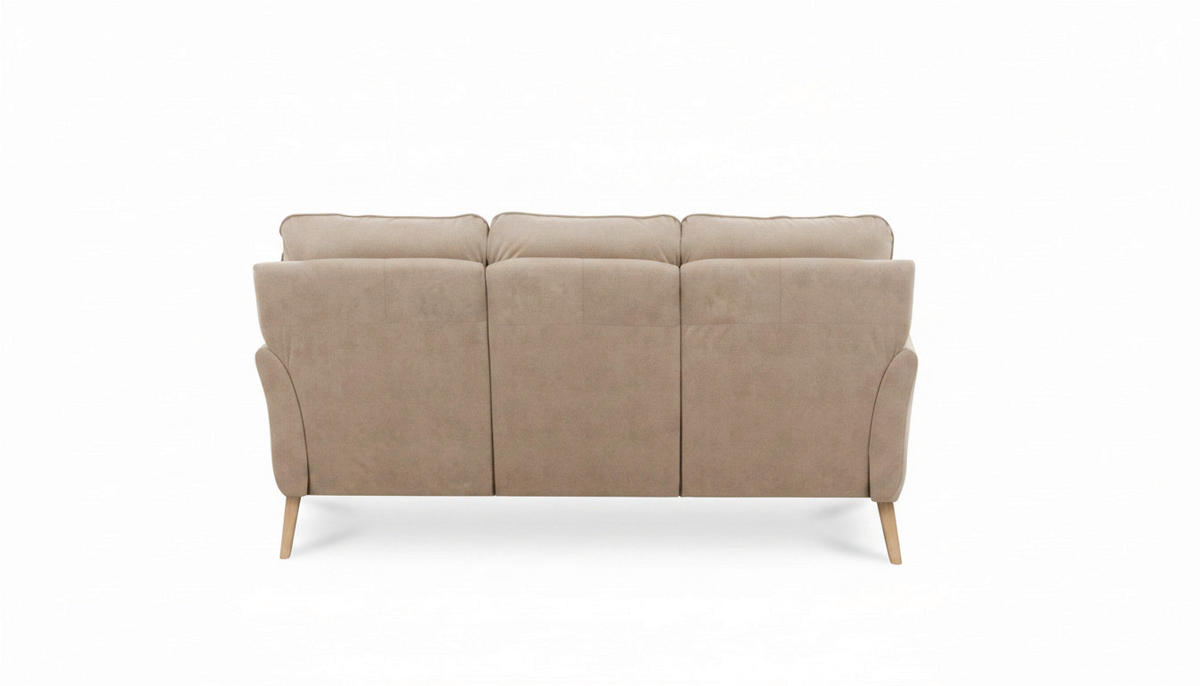 3-SITZER-SOFA  in Mikrofaser Beige Skandinavisch, Modern  - Beige/Buchefarben, Design, Holz/Textil (202/110/92cm) - Livetastic