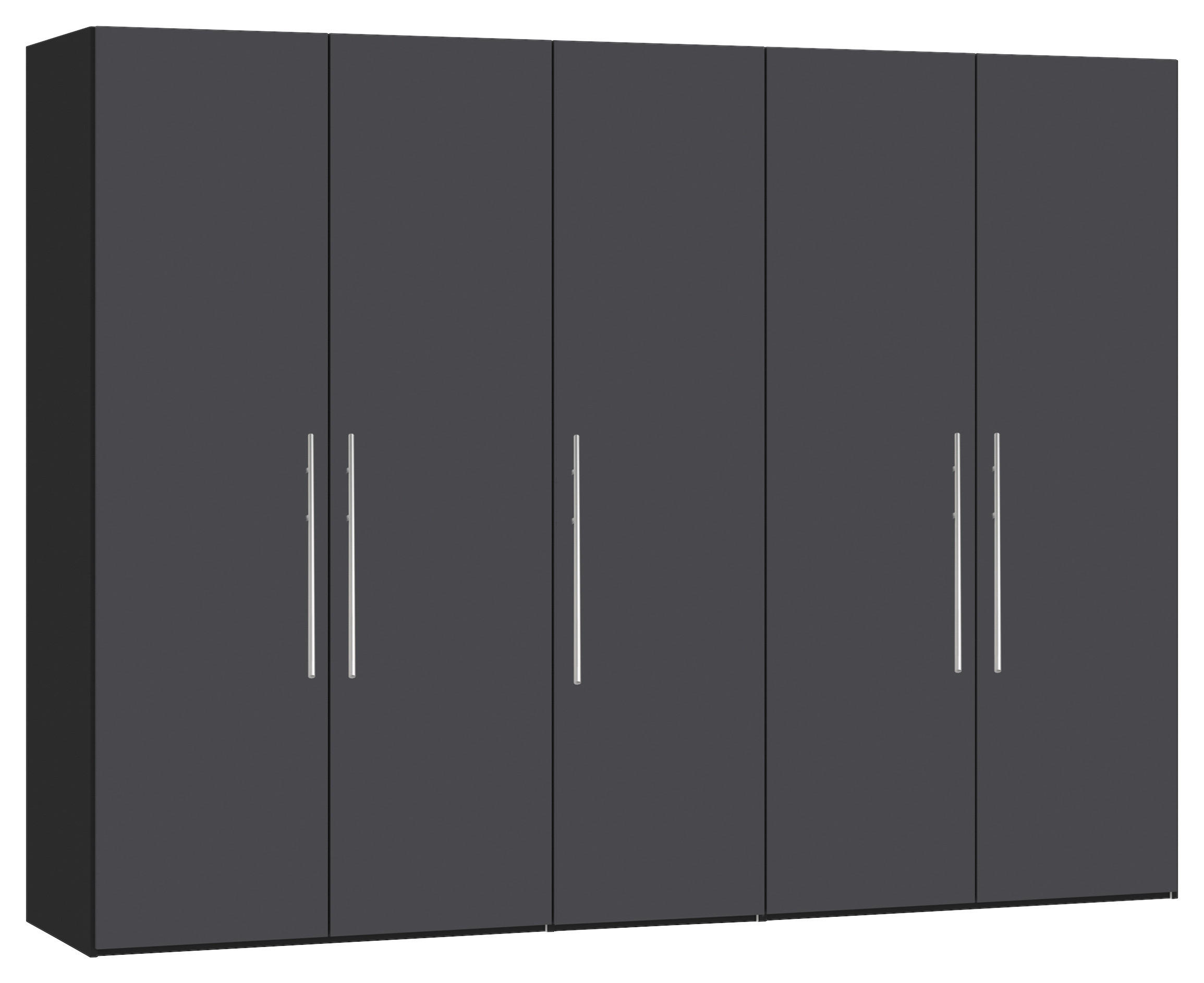 DREHTÜRENSCHRANK 253/215/59 cm 5-türig Anthrazit, Schwarz  - Edelstahlfarben/Anthrazit, Design, Holzwerkstoff (253/215/59cm) - Boxxx