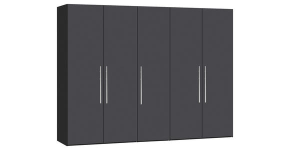 DREHTÜRENSCHRANK  in Anthrazit, Schwarz  - Edelstahlfarben/Anthrazit, Design, Holzwerkstoff (253/215/59cm) - Carryhome