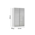 SCHWEBETÜRENSCHRANK 137/223/68 cm 2-türig Seidengrau  - Seidengrau/Alufarben, Design, Glas/Holzwerkstoff (137/223/68cm) - Xora