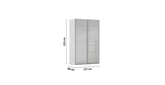 SCHWEBETÜRENSCHRANK 137/223/68 cm 2-türig Seidengrau  - Seidengrau/Alufarben, Design, Glas/Holzwerkstoff (137/223/68cm) - Xora