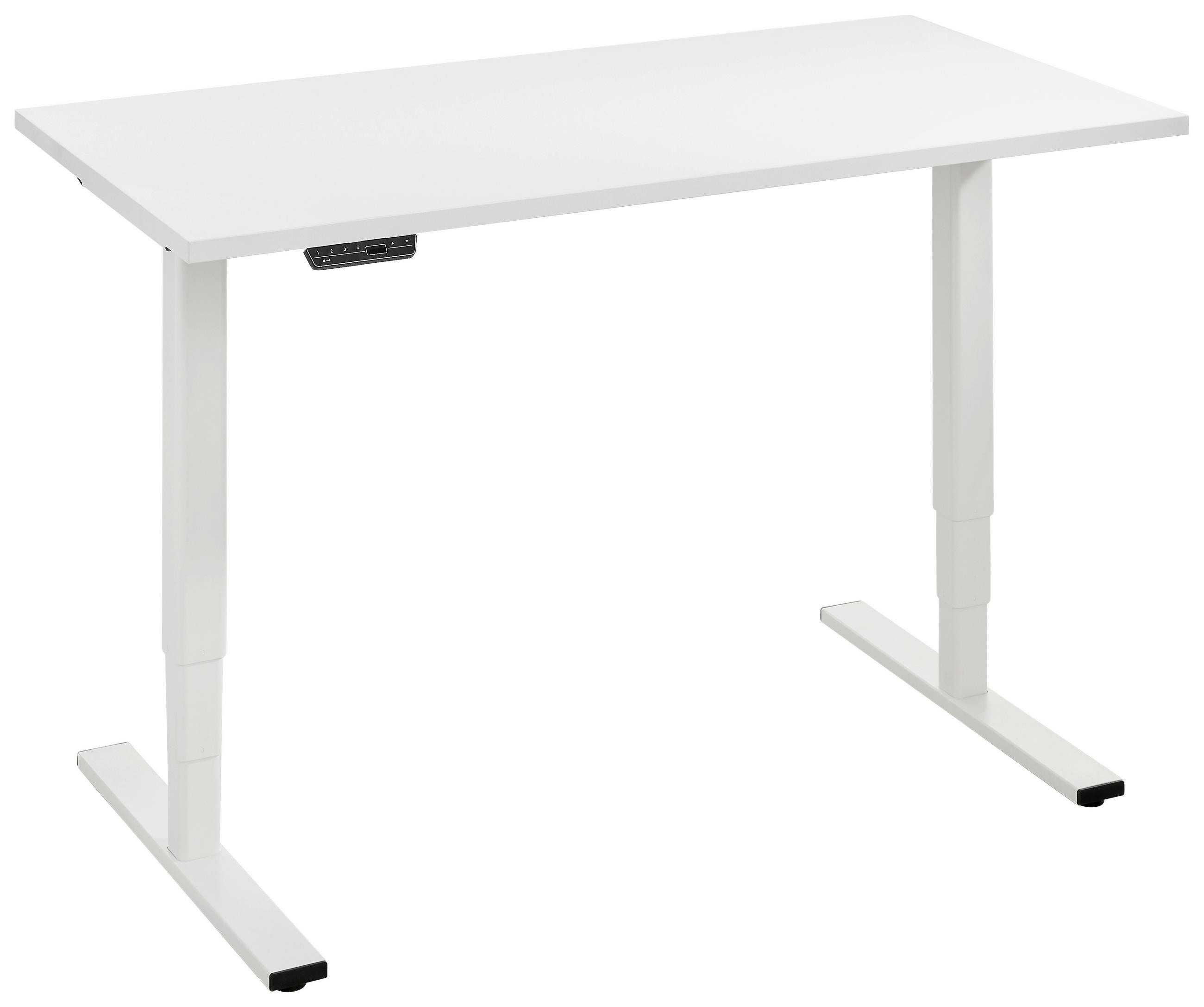 SCHREIBTISCH 135/68/56-124 cm Weiß elektrisch höhenverstellbar  - Alufarben/Weiß, Design, Holzwerkstoff/Metall (135/68/56-124cm) - Voleo