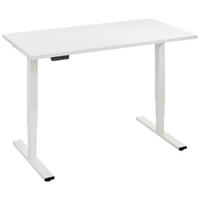 SCHREIBTISCH 135/68/56-124 cm höhenverstellbar, Memoryschalter  - Alufarben/Weiß, Design, Holzwerkstoff/Metall (135/68/56-124cm) - Voleo