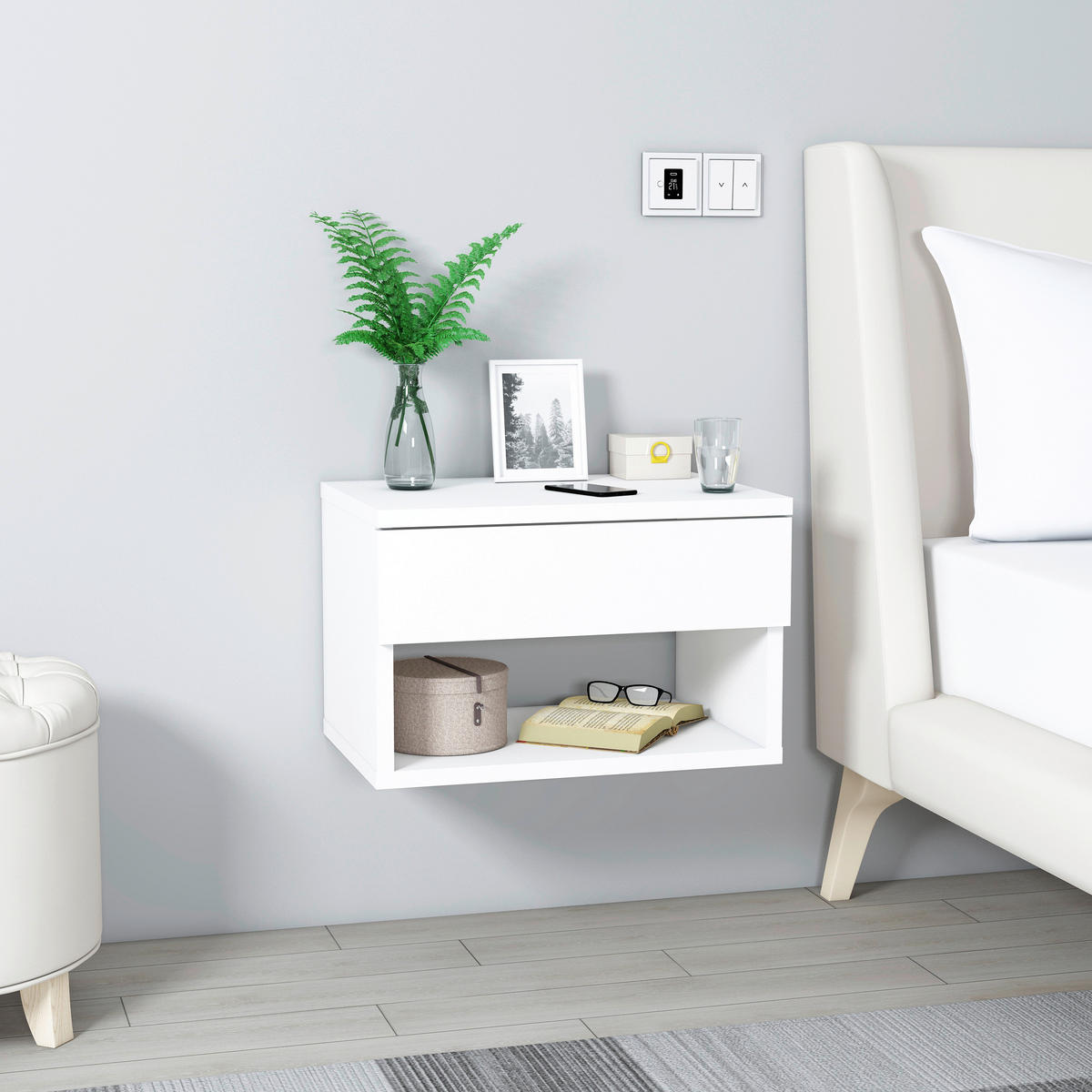 NACHTTISCH 44,6/29/31,6 cm  Weiss  - Weiss, Design, Holzwerkstoff (44,6/29/31,6cm) - MID.YOU