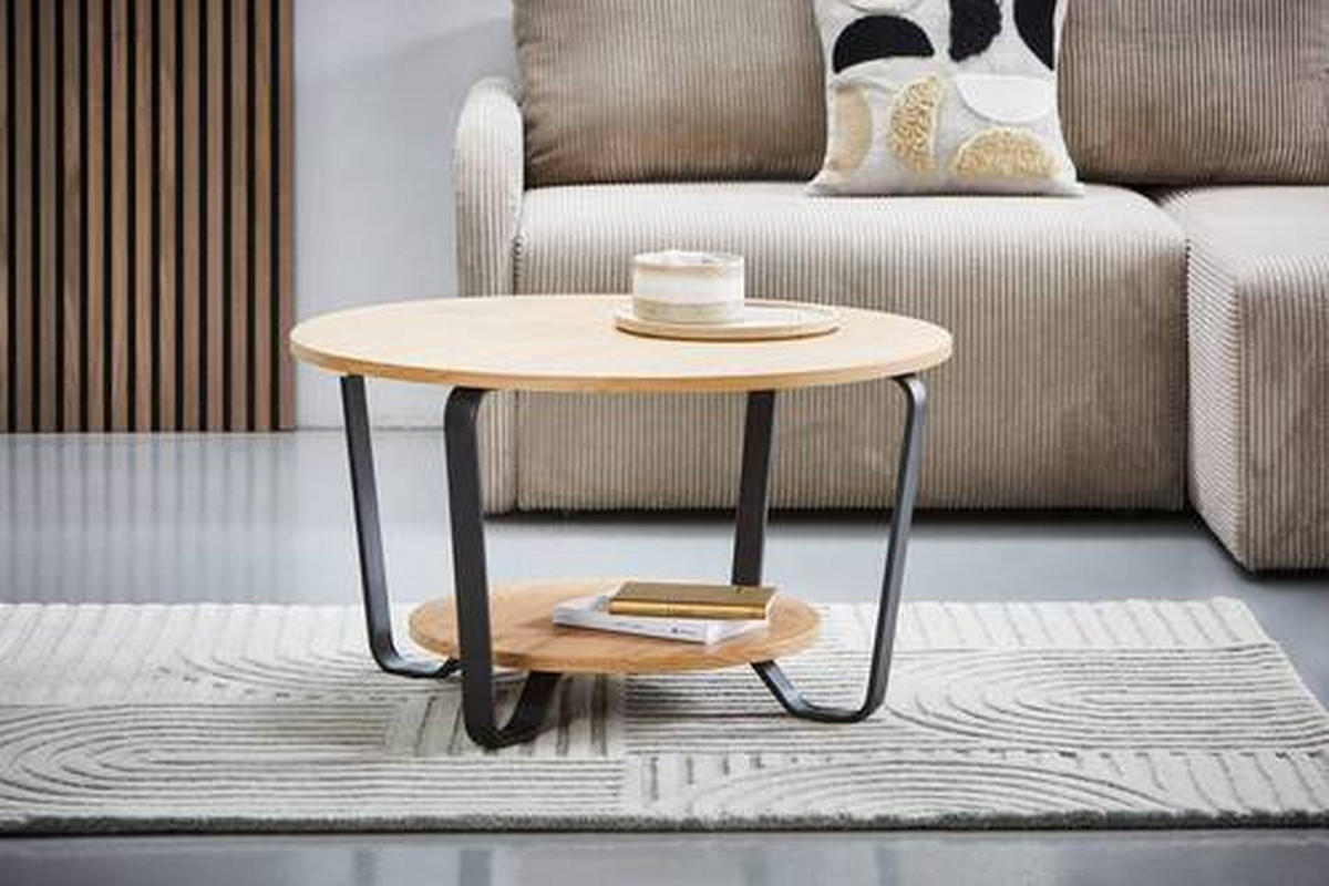 COUCHTISCH in Metall, Holzwerkstoff 80/80/45 cm  - Eichefarben/Schwarz, Design, Holzwerkstoff/Metall (80/80/45cm) - PBJ
