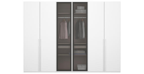 DREHTÜRENSCHRANK 301/235/60 cm 6-türig Grau, Weiß - Weiß/Grau, Trend, Glas/Holzwerkstoff (301/235/60cm) - Novel