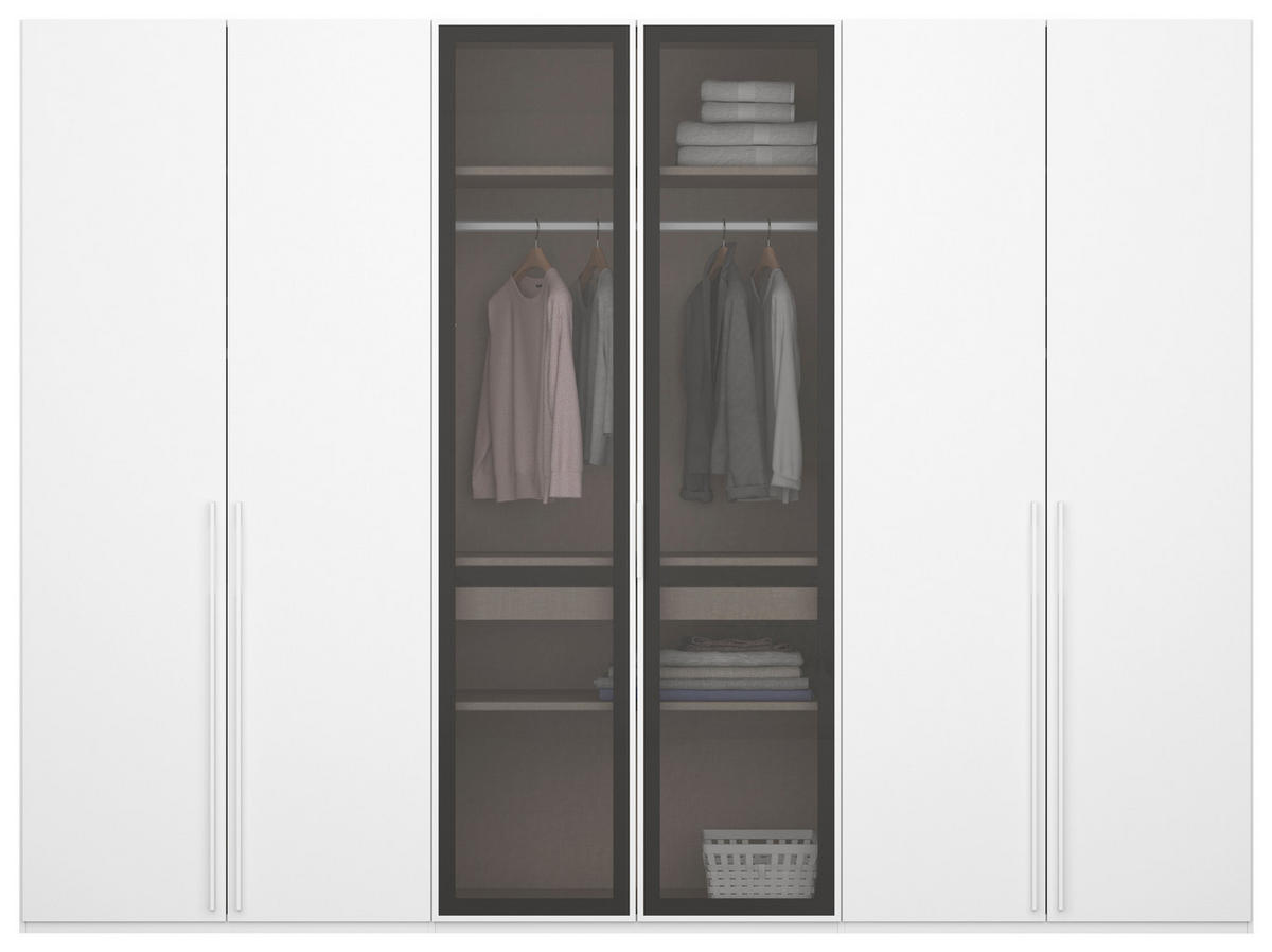 DREHTÜRENSCHRANK in Grau, Weiss  - Weiss/Grau, Trend, Glas/Holzwerkstoff (301/223/60cm) - Novel