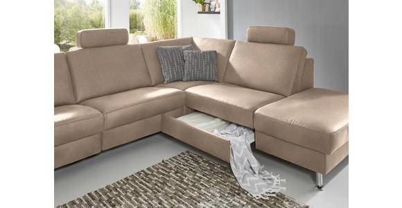 ECKSOFA in Mikrofaser Beige 275/242 cm - Beige/Alufarben, Design, Textil/Metall (275/242cm) - Dieter Knoll