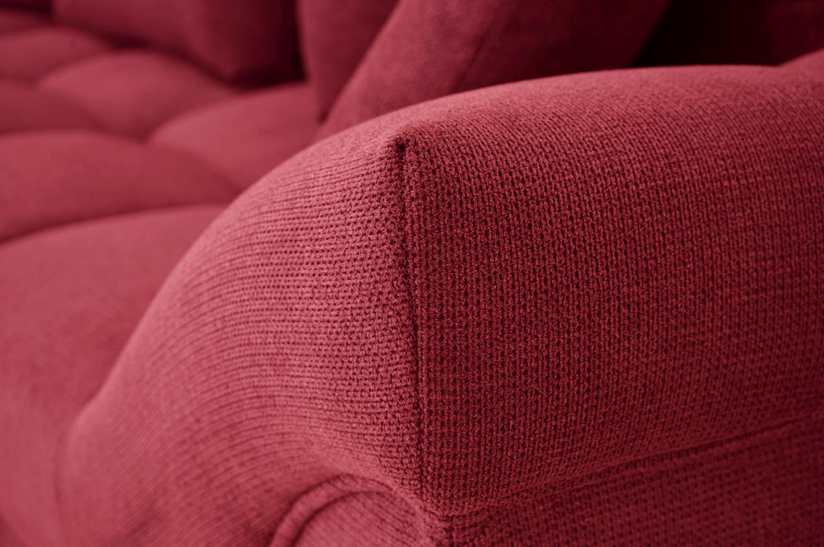 ECKSOFA in Flachgewebe, Mikrofaser Rot  - Chromfarben/Rot, Design, Kunststoff/Textil (198/312cm) - Livetastic