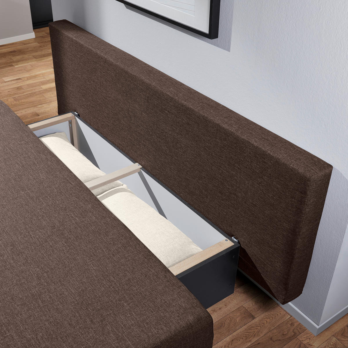 ROZKLÁDACÍ POHOVKA, textil, hnědá, přírodní barvy - přírodní barvy/barvy hliníku, Basics, textil/plast (190/74-86/80cm) - Carryhome