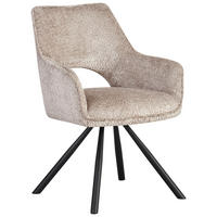 ARMLEHNSTUHL  inklusive Armlehnen, Sitzfläche 180° drehbar Teddystoff  Schwarz, Taupe  - Taupe/Schwarz, Design, Textil/Metall (60/85/63cm) - Ambia Home