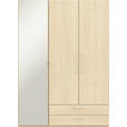 KLEIDERSCHRANK 3-türig Eichefarben  - Edelstahlfarben/Eichefarben, Design, Glas/Holzwerkstoff (152,6/213,6/59,3cm) - Cantus