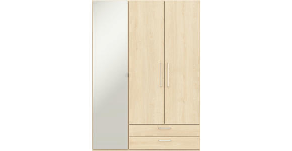 KLEIDERSCHRANK 3-türig Eichefarben  - Edelstahlfarben/Eichefarben, Design, Glas/Holzwerkstoff (152,6/213,6/59,3cm) - Cantus