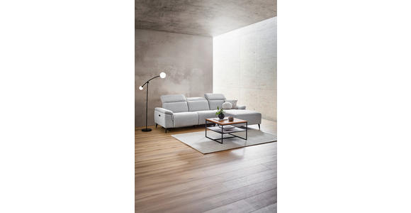ECKSOFA  in Leinenoptik Hellgrau, Grauweiß  270/171 cm  - Schwarzchrom/Hellgrau, Design, Holz/Kunststoff (270/171cm) - Xora