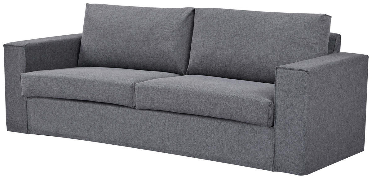 3-SITZER-SOFA Webstoff Dunkelgrau  - Dunkelgrau/Schwarz, MODERN, Kunststoff/Textil (232/87/88cm) - Livetastic
