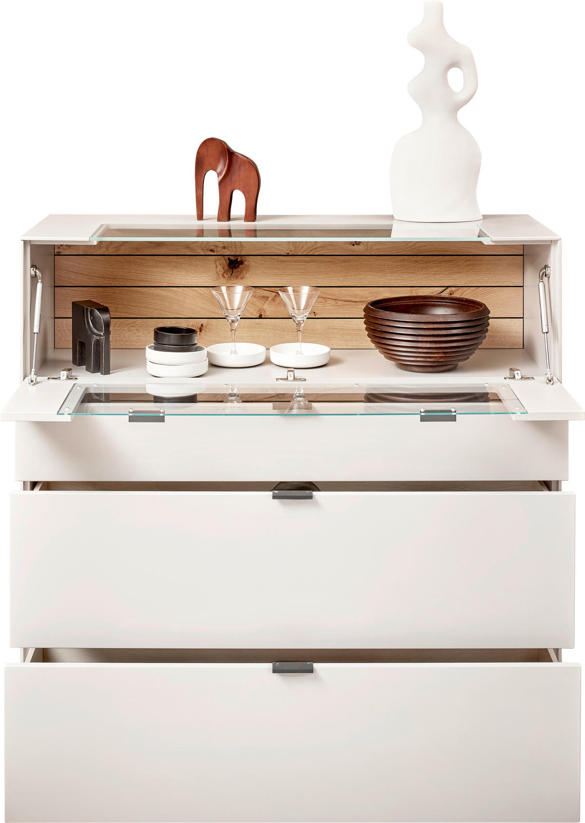 HIGHBOARD Weiss  121,9/121,5/45,2 cm  - Weiss/Schwarz, Design, Glas/Holz (121,9/121,5/45,2cm) - Dieter Knoll