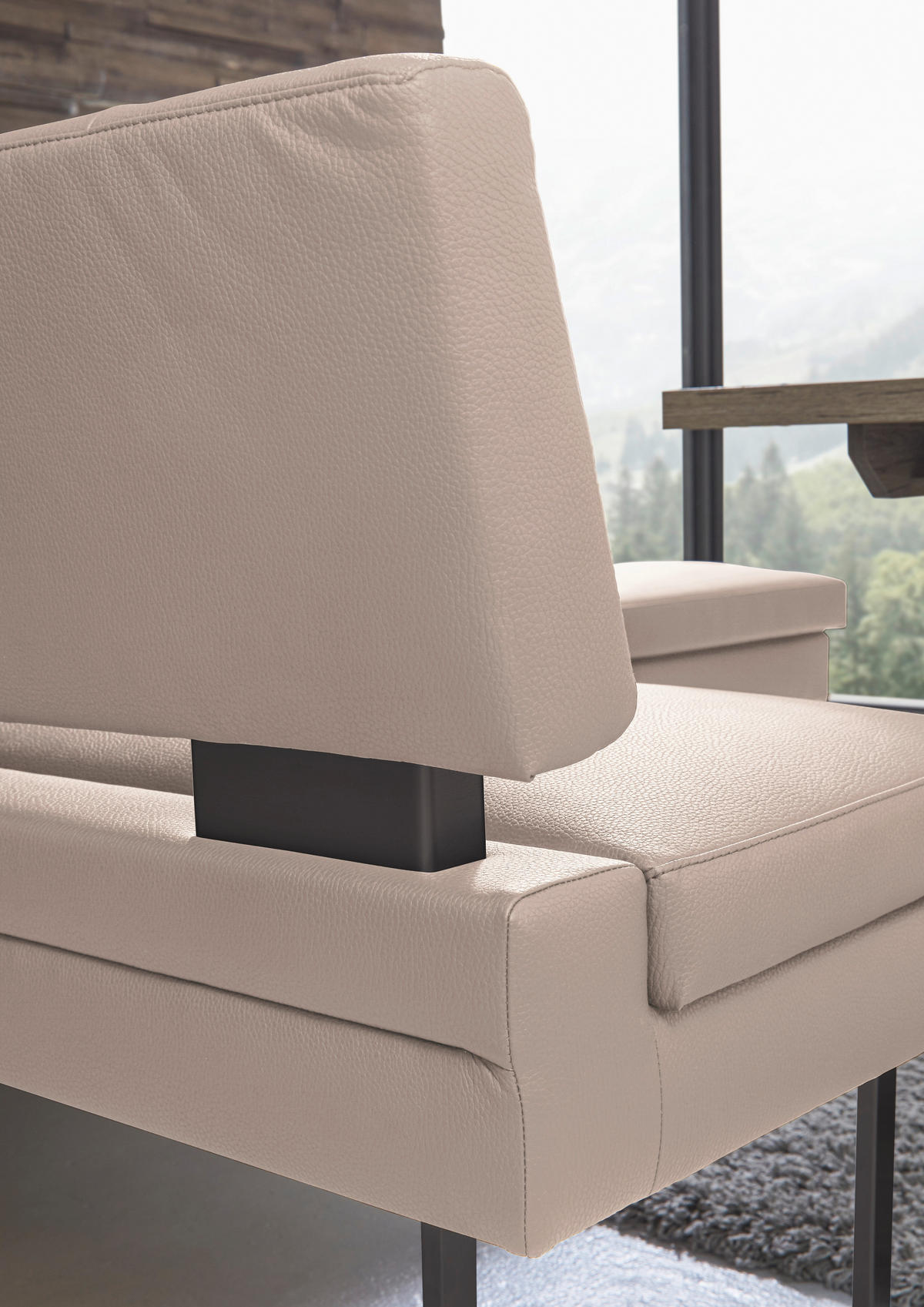 ECKBANK 158/200 cm Mikrofaser Creme   - Creme/Schwarz, Design, Textil/Metall (158/200cm) - Dieter Knoll