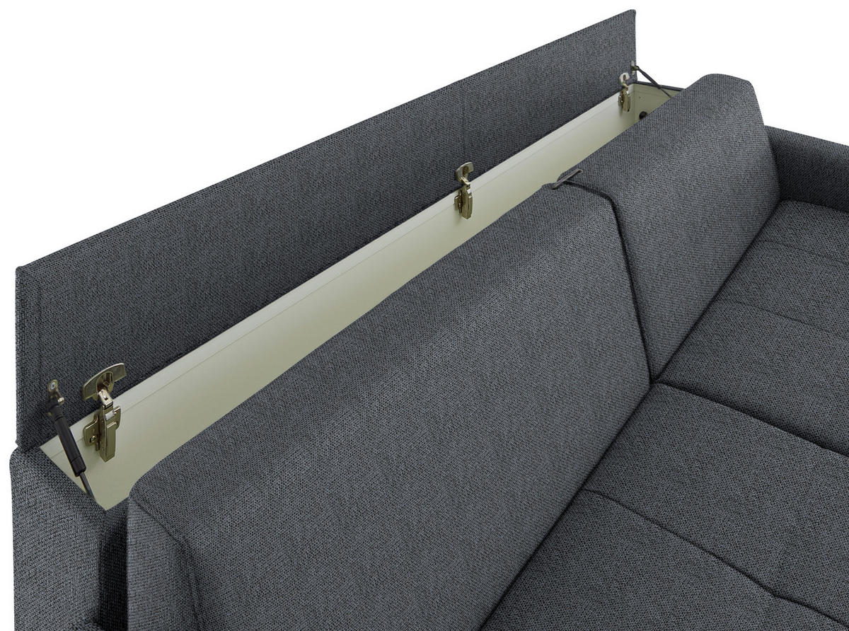 SCHLAFSOFA Flachgewebe Anthrazit haustierfreundlicher Bezug, Armteil rechts, Armteil links, Bettfunktion erhältlich, Schlafen auf Sitzhöhe, Stoffauswahl  - Anthrazit/Schwarz, Konventionell, Textil/Metall (232/77/116cm) - Dieter Knoll
